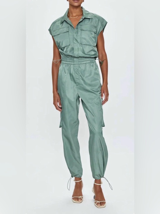 pistola Pants - Pistola Jade Cargo Utility Jumpsuit Sage Green Size 26 NWT Cinch Waist Ankle
